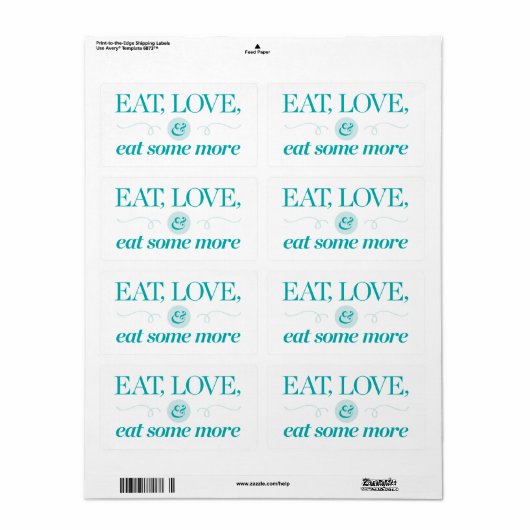 Eet, hou en eet meer etiket (Full Sheet)