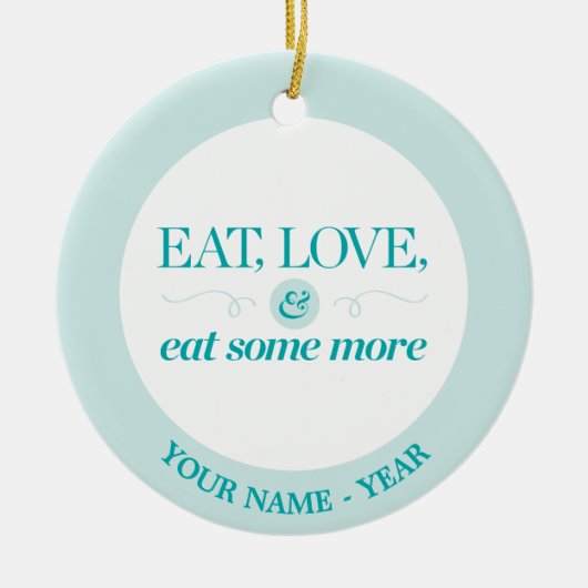 Eet, hou en eet meer keramisch ornament (Voorkant)