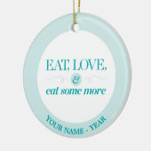 Eet, hou en eet meer keramisch ornament (Links)