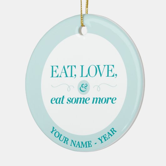 Eet, hou en eet meer keramisch ornament (Links)