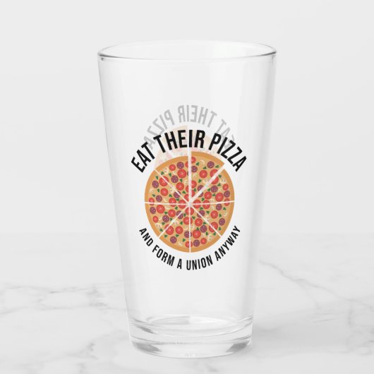 Eet hun pizza op en vorm toch een vakbond glas (Achterkant)