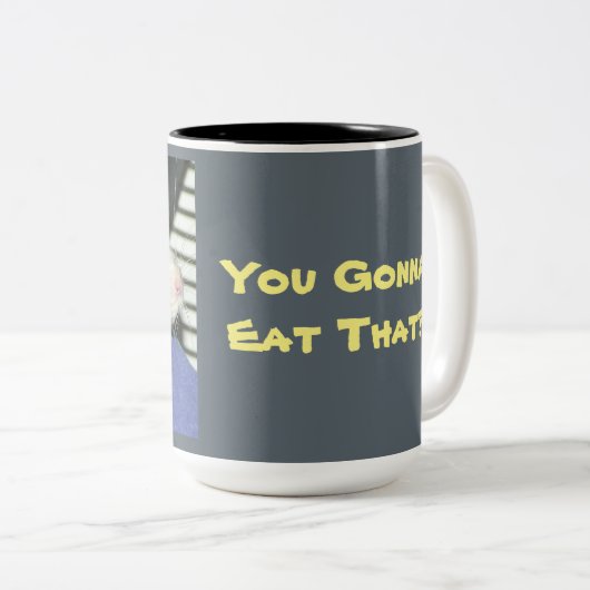 Eet je dat? tweekleurige koffiemok (Voorkant rechts)