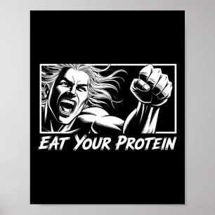Eet Je Eiwit Anime Gym Manga Lichaam Bouwen Fitnes Poster