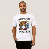 Eet Je Eiwitten – Epische Draak Eet Ridder T-shirt (Voorkant volledig)