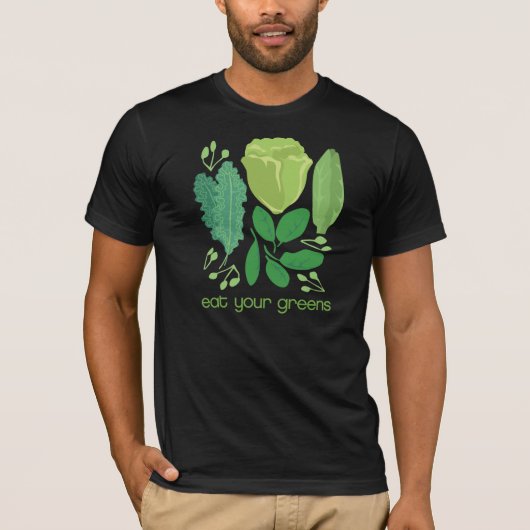Eet je groene tasje met gemengde sla t-shirt (Voorkant)