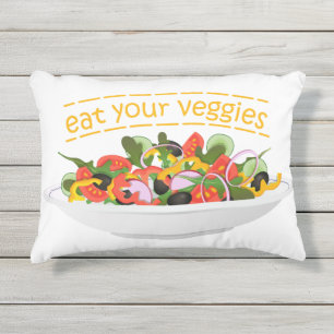 Eet je groenten Citaat verse salademix kom Buitenkussen