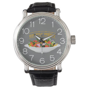 Eet je groenten Citaat verse salademix kom Horloge