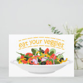 Eet je groenten Quote verse salade mix kom (Staand voorkant)