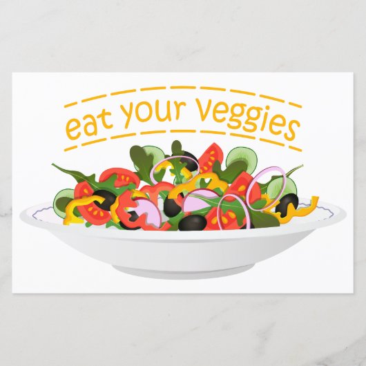 Eet je groenten Quote verse salade mix kom (Voorkant)