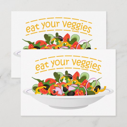 Eet je groenten Quote verse salade mix kom Advieskaart (Voorkant / Achterkant)