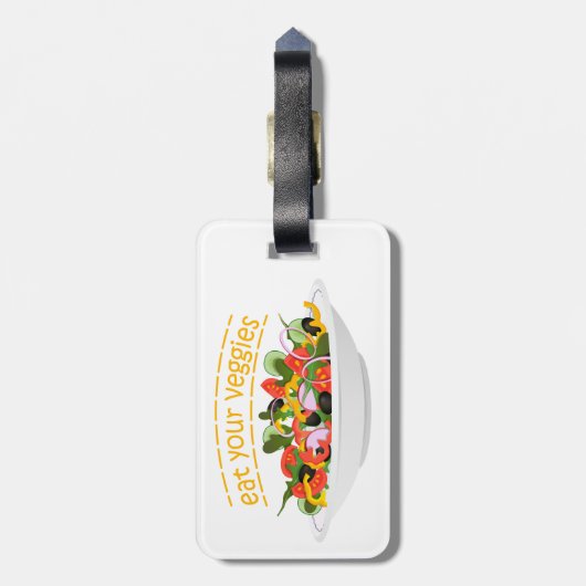 Eet je groenten Quote verse salade mix kom Bagagelabel (Achterkant verticaal)