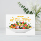 Eet je groenten Quote verse salade mix kom Bedankkaart (Staand voorkant)