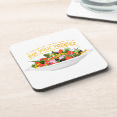 Eet je groenten Quote verse salade mix kom Bier Onderzetter (Linkerzijde)