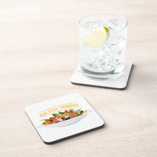 Eet je groenten Quote verse salade mix kom Bier Onderzetter