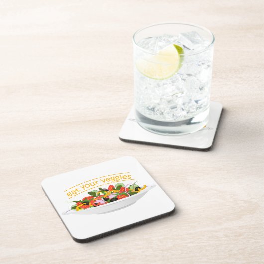 Eet je groenten Quote verse salade mix kom Bier Onderzetter (Rechterzijde)