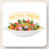 Eet je groenten Quote verse salade mix kom Bier Onderzetter (Voorkant)