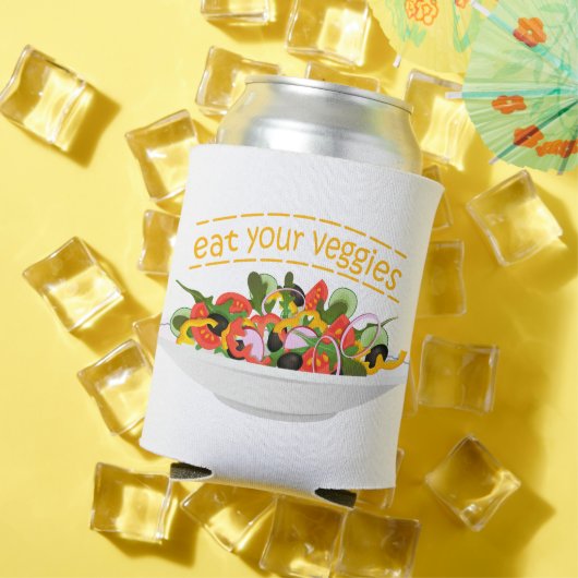 Eet je groenten Quote verse salade mix kom Blikjeskoeler (Insitu Zomer)