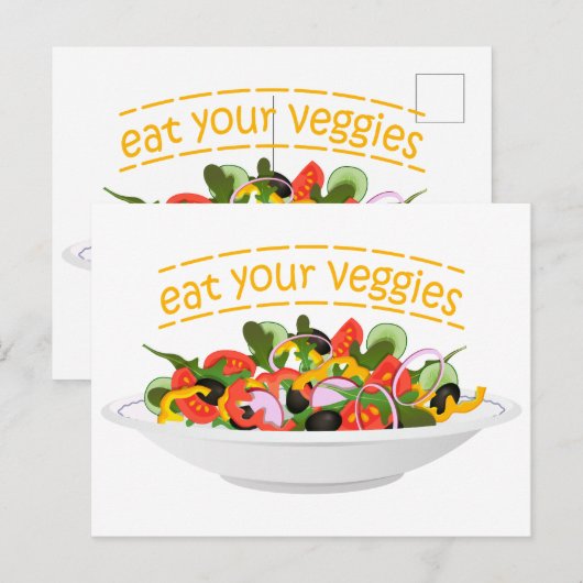 Eet je groenten Quote verse salade mix kom Briefkaart (Voorkant / Achterkant)