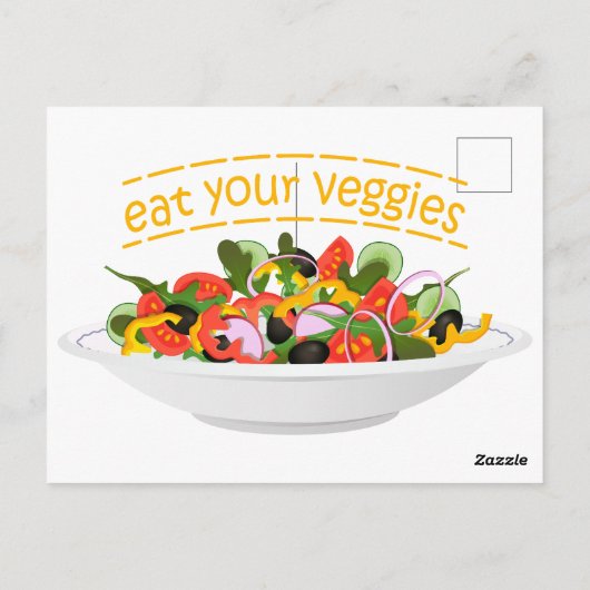 Eet je groenten Quote verse salade mix kom Briefkaart (Achterkant)
