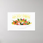 Eet je groenten Quote verse salade mix kom Canvas Afdruk (Voorkant)
