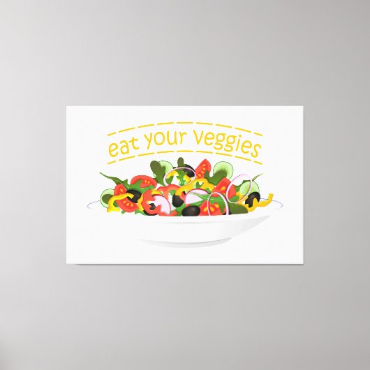 Eet je groenten Quote verse salade mix kom Canvas Afdruk (Voorkant)