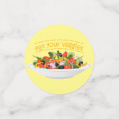 Eet je groenten Quote verse salade mix kom Confetti (Kleine voorkant)