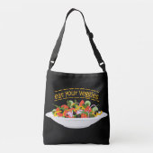 Eet je groenten Quote verse salade mix kom Crossbody Tas (Achterkant)