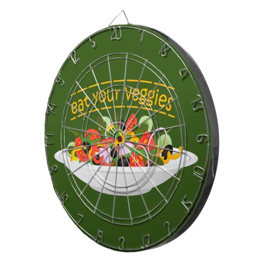 Eet je groenten Quote verse salade mix kom Dartbord (Voorkant Rechts)