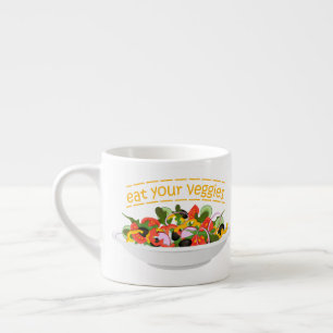 Eet je groenten Quote verse salade mix kom Espresso Kop