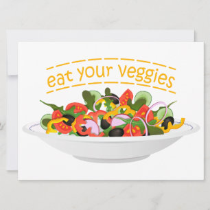 Eet je groenten Quote verse salade mix kom Feestdagenkaart