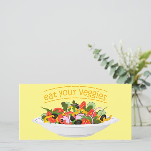 Eet je groenten Quote verse salade mix kom Feestdagenkaart (Staand voorkant)
