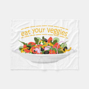 Eet je groenten Quote verse salade mix kom Fleece Deken