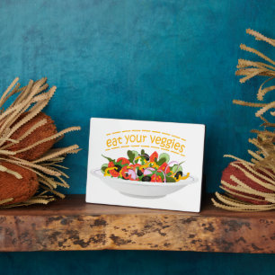 Eet je groenten Quote verse salade mix kom Fotoplaat