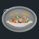 Eet je groenten Quote verse salade mix kom Gesp<br><div class="desc">Bord vol groenten en citaat</div>
