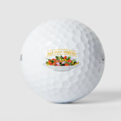 Eet je groenten Quote verse salade mix kom Golfballen (Voorkant)