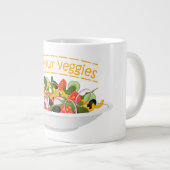 Eet je groenten Quote verse salade mix kom Grote Koffiekop (Voorkant rechts)