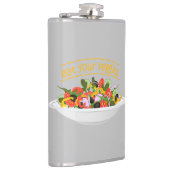 Eet je groenten Quote verse salade mix kom Heupfles (Rechts)