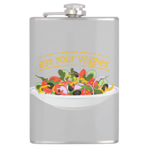 Eet je groenten Quote verse salade mix kom Heupfles