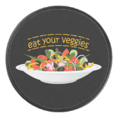 Eet je groenten Quote verse salade mix kom Hockey Puck (Voorkant)
