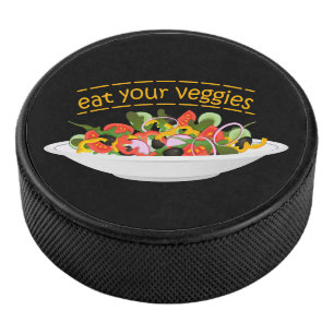Eet je groenten Quote verse salade mix kom Hockey Puck