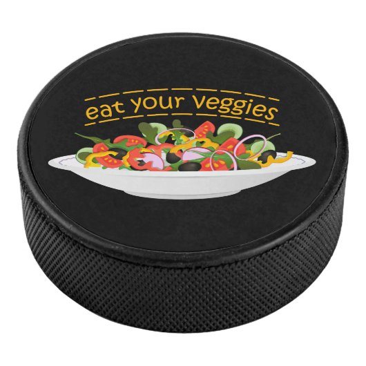 Eet je groenten Quote verse salade mix kom Hockey Puck (3/4)