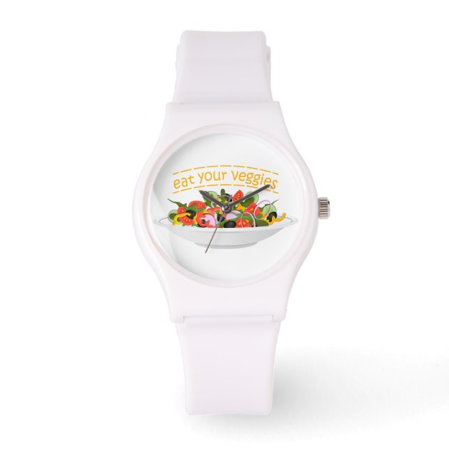 Eet je groenten Quote verse salade mix kom Horloge (Voorkant)