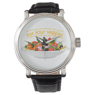 Eet je groenten Quote verse salade mix kom Horloge