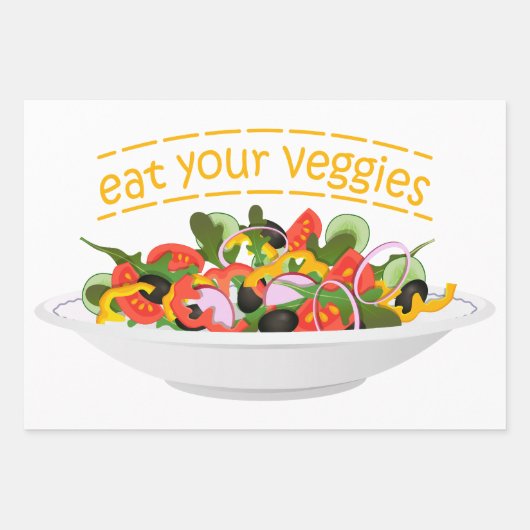 Eet je groenten Quote verse salade mix kom Inpakpapier Vel (Voorkant 2)