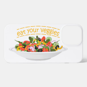 Eet je groenten Quote verse salade mix kom iPhone 13 Pro Max Hoesje