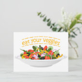 Eet je groenten Quote verse salade mix kom Kaart (Staand voorkant)