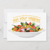 Eet je groenten Quote verse salade mix kom Kaart (Achterkant)