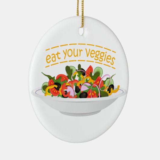 Eet je groenten Quote verse salade mix kom Keramisch Ornament (Rechts)