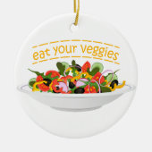 Eet je groenten Quote verse salade mix kom Keramisch Ornament (Voorkant)