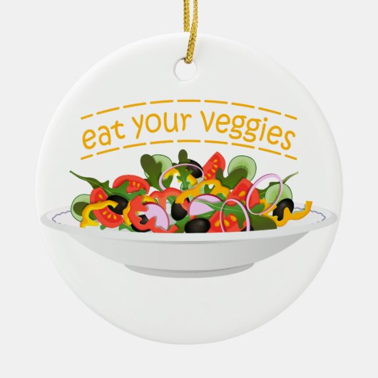 Eet je groenten Quote verse salade mix kom Keramisch Ornament (Voorkant)